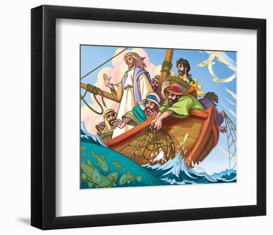 Jesus the Fisherman-null-Framed Premium Giclee Print