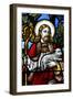 Jesus the Good Shepherd, 19th century stained glass in St. John's Anglican church, Sydney-Godong-Framed Photographic Print