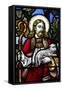 Jesus the Good Shepherd, 19th century stained glass in St. John's Anglican church, Sydney-Godong-Framed Stretched Canvas