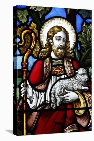 Jesus the Good Shepherd, 19th century stained glass in St. John's Anglican church, Sydney-Godong-Stretched Canvas