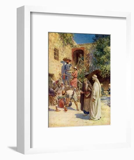 Jesus turns water into wine - Bible-William Brassey Hole-Framed Giclee Print