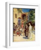 Jesus turns water into wine - Bible-William Brassey Hole-Framed Giclee Print