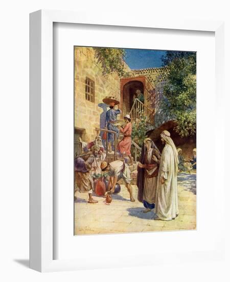 Jesus turns water into wine - Bible-William Brassey Hole-Framed Giclee Print