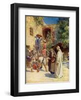 Jesus turns water into wine - Bible-William Brassey Hole-Framed Premium Giclee Print