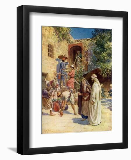 Jesus turns water into wine - Bible-William Brassey Hole-Framed Premium Giclee Print