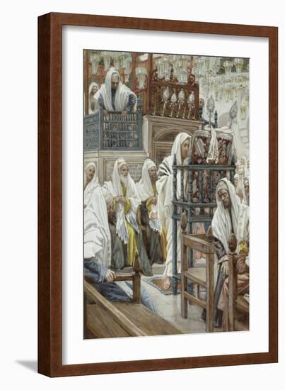 Jesus Unrolls the Book in the Synagogue, Illustration for 'The Life of Christ', C.1886-96-James Tissot-Framed Giclee Print