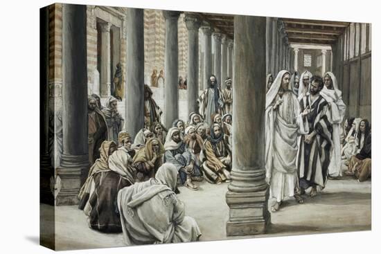 Jesus Walking on Solomon's Porch-James Tissot-Stretched Canvas