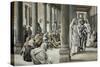 Jesus Walking on Solomon's Porch-James Tissot-Stretched Canvas