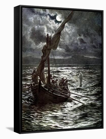 Jesus walks on the water - Bible-William Brassey Hole-Framed Stretched Canvas