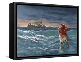 Jesus Walks on the Water of the Sea of Galilee-null-Framed Stretched Canvas