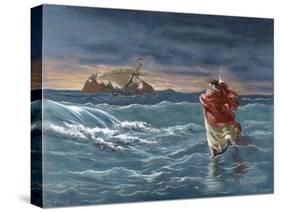 Jesus Walks on the Water of the Sea of Galilee-null-Stretched Canvas