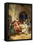 Jesus washes Peter's feet - Bible-William Brassey Hole-Framed Stretched Canvas