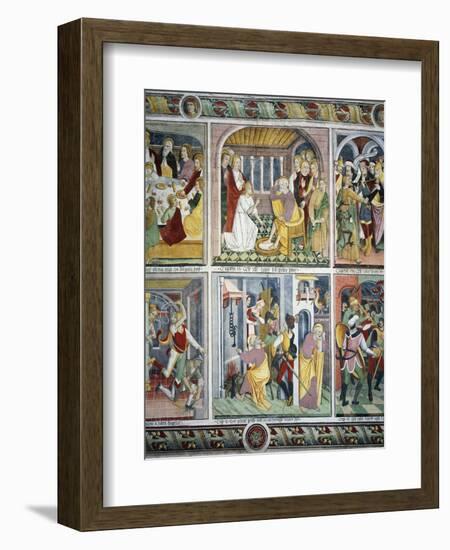 Jesus Washing Apostles' Feet and Denial of St. Peter-Giovanni Canavesio-Framed Giclee Print