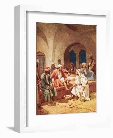 Jesus Washing His Disciples' Feet-William Brassey Hole-Framed Premium Giclee Print