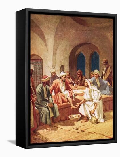 Jesus Washing His Disciples' Feet-William Brassey Hole-Framed Stretched Canvas