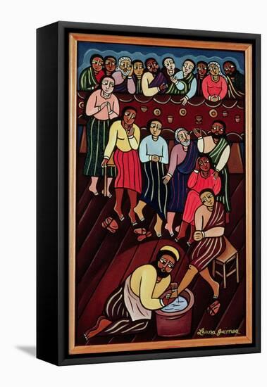 Jesus Washing the Disciples' Feet, 2000-Laura James-Framed Stretched Canvas