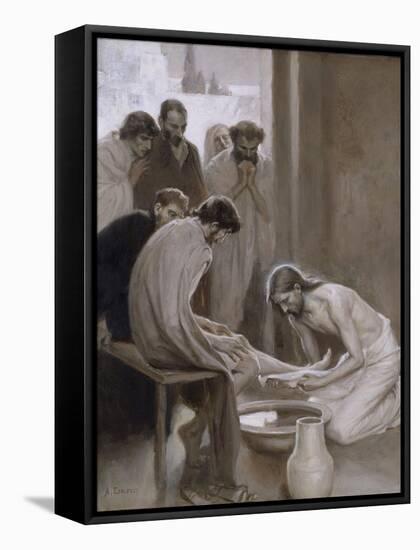 Jesus Washing the Feet of his Disciples, 1898-Albert Gustaf Aristides Edelfelt-Framed Stretched Canvas