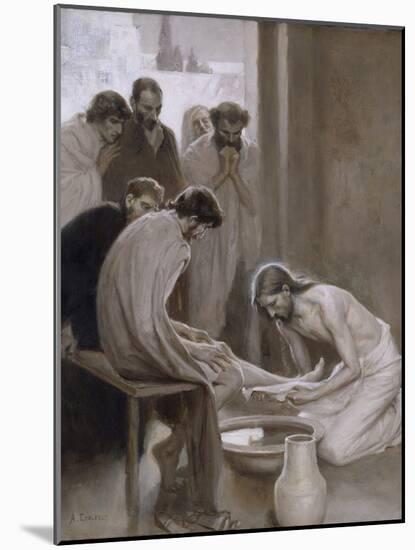 Jesus Washing the Feet of his Disciples, 1898-Albert Gustaf Aristides Edelfelt-Mounted Giclee Print