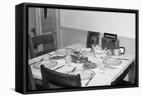 Jesus Watches over the Dinner Table, Ca. 1956-null-Framed Stretched Canvas