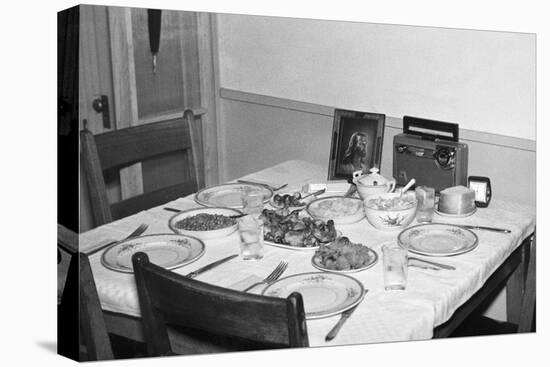 Jesus Watches over the Dinner Table, Ca. 1956-null-Stretched Canvas