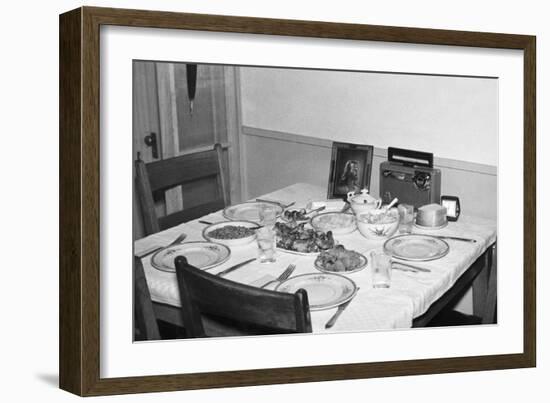 Jesus Watches over the Dinner Table, Ca. 1956-null-Framed Photographic Print