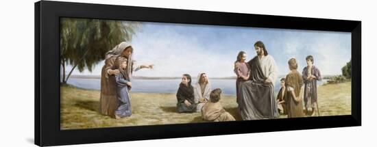 Jesus with Children-David Lindsley-Framed Premium Giclee Print