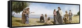 Jesus with Children-David Lindsley-Framed Stretched Canvas