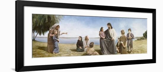 Jesus with Children-David Lindsley-Framed Premium Giclee Print