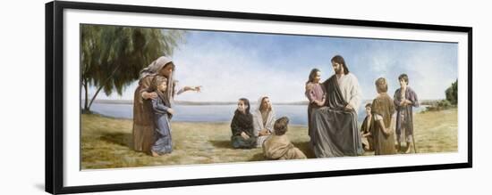 Jesus with Children-David Lindsley-Framed Premium Giclee Print