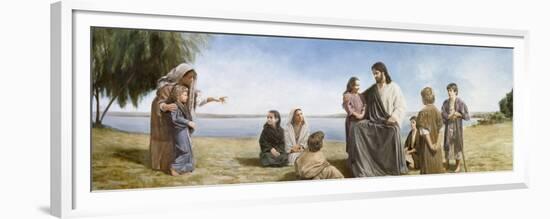 Jesus with Children-David Lindsley-Framed Premium Giclee Print