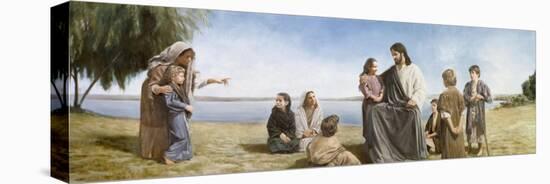 Jesus with Children-David Lindsley-Stretched Canvas