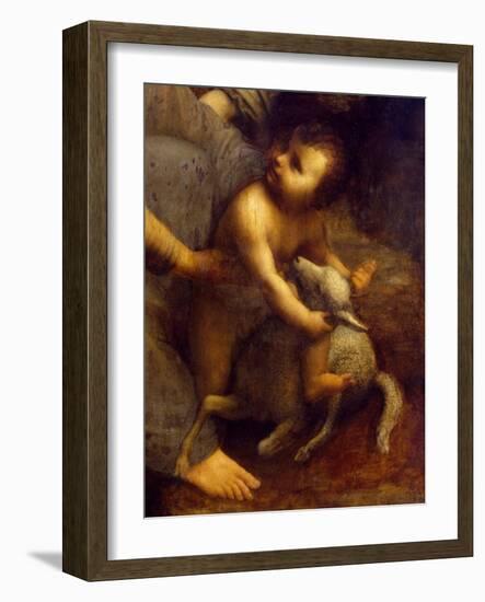 Jesus with Lamb, Detail from St Anne, the Virgin and Child with Lamb, 1508-1513-Leonardo da Vinci-Framed Giclee Print