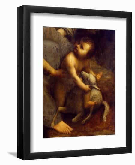 Jesus with Lamb, Detail from St Anne, the Virgin and Child with Lamb, 1508-1513-Leonardo da Vinci-Framed Giclee Print