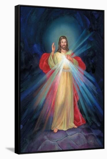 Jesus with Light Coming from His Chest-Christo Monti-Framed Stretched Canvas