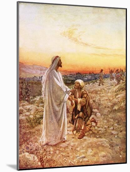 Jesus Withe the One Leper Who Returned to Give Thanks-William Brassey Hole-Mounted Giclee Print