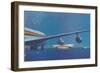 Jet Airliner Approaching Terminal-null-Framed Art Print