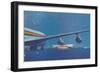 Jet Airliner Approaching Terminal-null-Framed Art Print