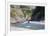 Jet boat on the Shotover River below the Edith Cavell Bridge, Queenstown, Queenstown-Lakes district-Ruth Tomlinson-Framed Photographic Print