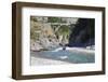 Jet boat on the Shotover River below the Edith Cavell Bridge, Queenstown, Queenstown-Lakes district-Ruth Tomlinson-Framed Photographic Print