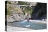 Jet boat on the Shotover River below the Edith Cavell Bridge, Queenstown, Queenstown-Lakes district-Ruth Tomlinson-Stretched Canvas