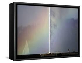 Jet D'Eau as the Fountain' sWater Droplets Form a Rainbow, on the Shore of Lake Leman, Switzerland-null-Framed Stretched Canvas