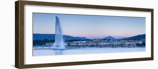 Jet D'Eau on Lake Geneva, Mont Blanc in the Distance, Geneva, Switzerland-Jon Arnold-Framed Photographic Print