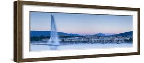 Jet D'Eau on Lake Geneva, Mont Blanc in the Distance, Geneva, Switzerland-Jon Arnold-Framed Photographic Print