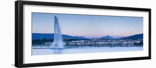 Jet D'Eau on Lake Geneva, Mont Blanc in the Distance, Geneva, Switzerland-Jon Arnold-Framed Photographic Print