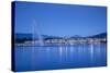 Jet D'Eau on Lake Geneva, Mont Blanc in the Distance, Geneva, Switzerland-Jon Arnold-Stretched Canvas