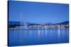 Jet D'Eau on Lake Geneva, Mont Blanc in the Distance, Geneva, Switzerland-Jon Arnold-Stretched Canvas