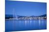 Jet D'Eau on Lake Geneva, Mont Blanc in the Distance, Geneva, Switzerland-Jon Arnold-Mounted Photographic Print