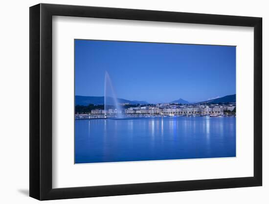 Jet D'Eau on Lake Geneva, Mont Blanc in the Distance, Geneva, Switzerland-Jon Arnold-Framed Photographic Print