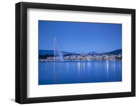 Jet D'Eau on Lake Geneva, Mont Blanc in the Distance, Geneva, Switzerland-Jon Arnold-Framed Photographic Print