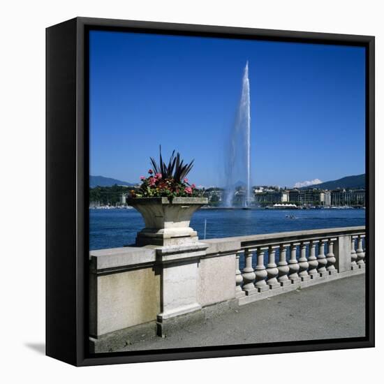 Jet D'Eau (Water Jet), Geneva, Lake Geneva (Lac Leman), Switzerland, Europe-Stuart Black-Framed Stretched Canvas